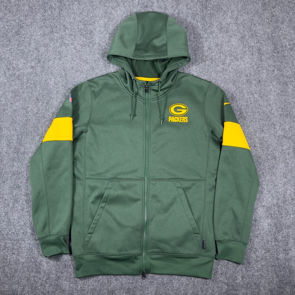 Nike Green Bay Packers Onfield Dri-FIT Full Zip Hoodie Mens Small Green NFL